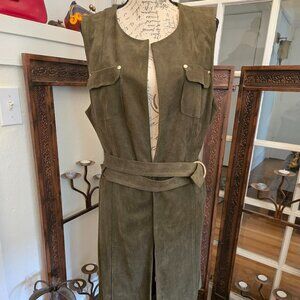 Chico's Microsuede Duster in Olive Green, Sz 2/M